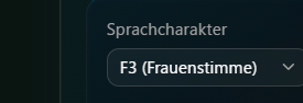 Auswahl eines Stimmcharakters