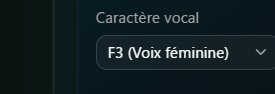 Choix d'un personnage vocal